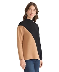 Jones New York Women's Colorblock Mock Neck Sweater