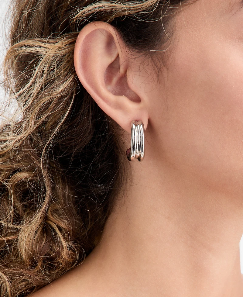 On 34th Medium Textured C-Hoop Earrings, 1", Macy's Exclusive