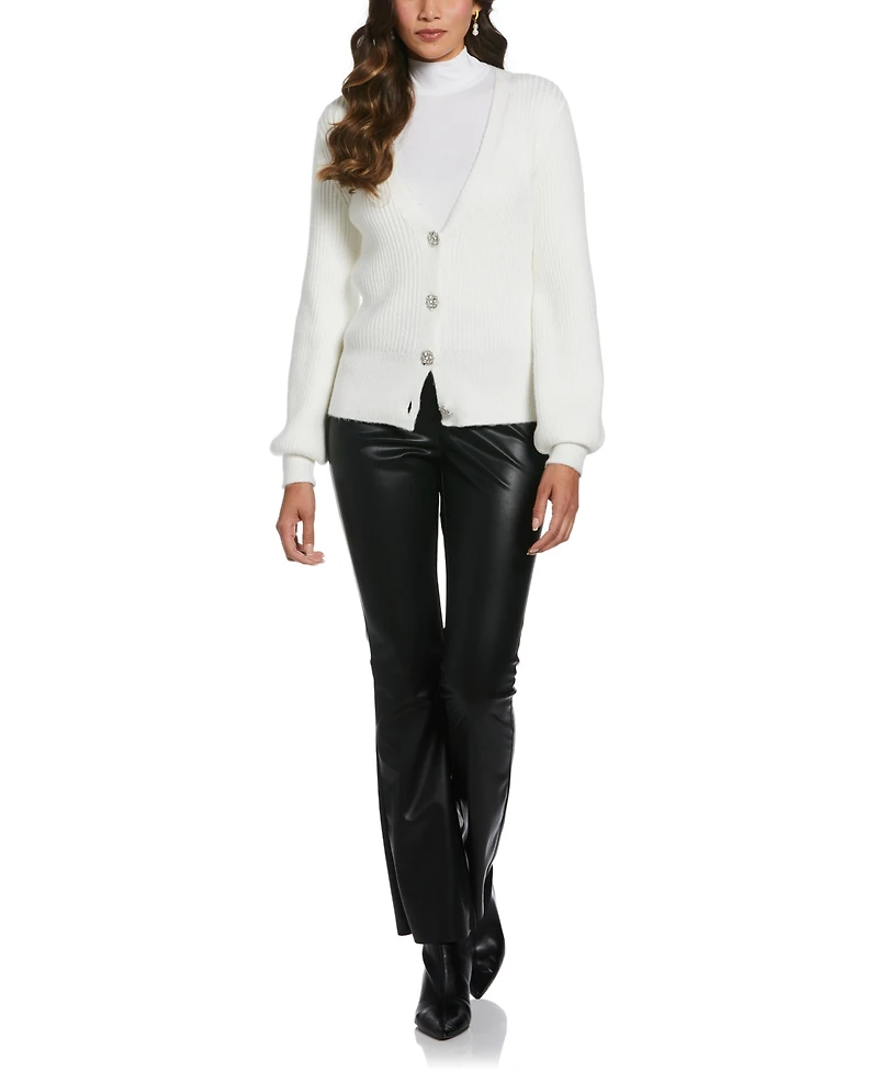 Ella Rafaella Petite Jewel Button Long Sleeve Cardigan Sweater