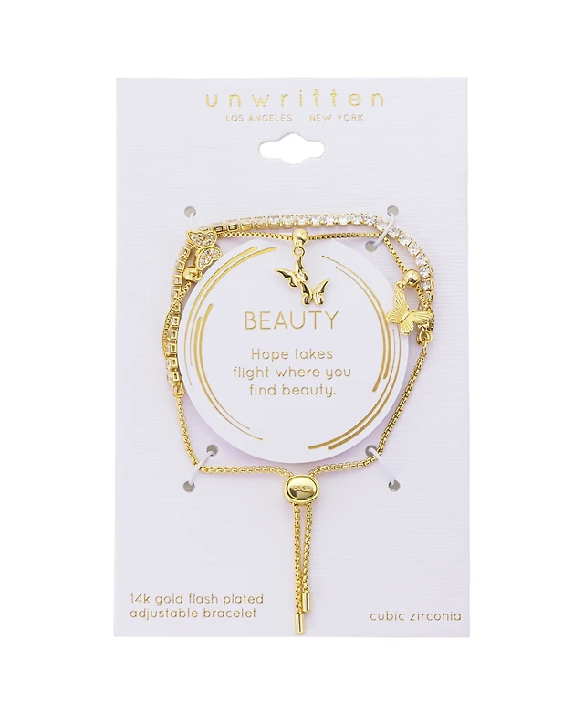 Unwritten Cubic Zirconia And Crystal Butterfly Cuff Bracelet