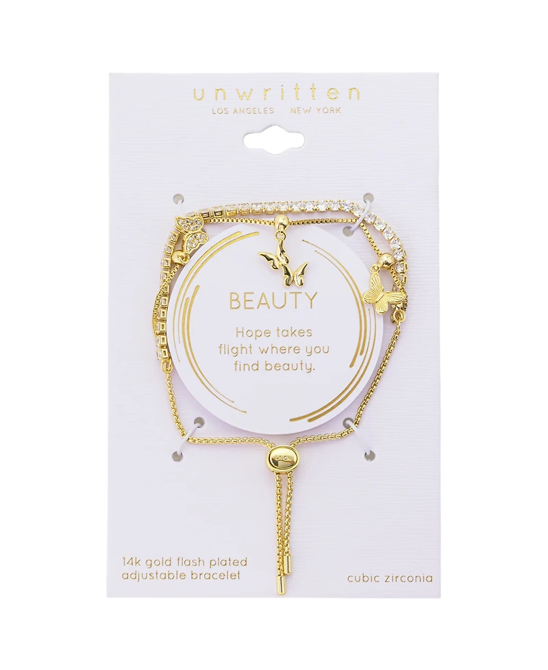 Unwritten Cubic Zirconia Butterfly Charm Bolo Bracelet