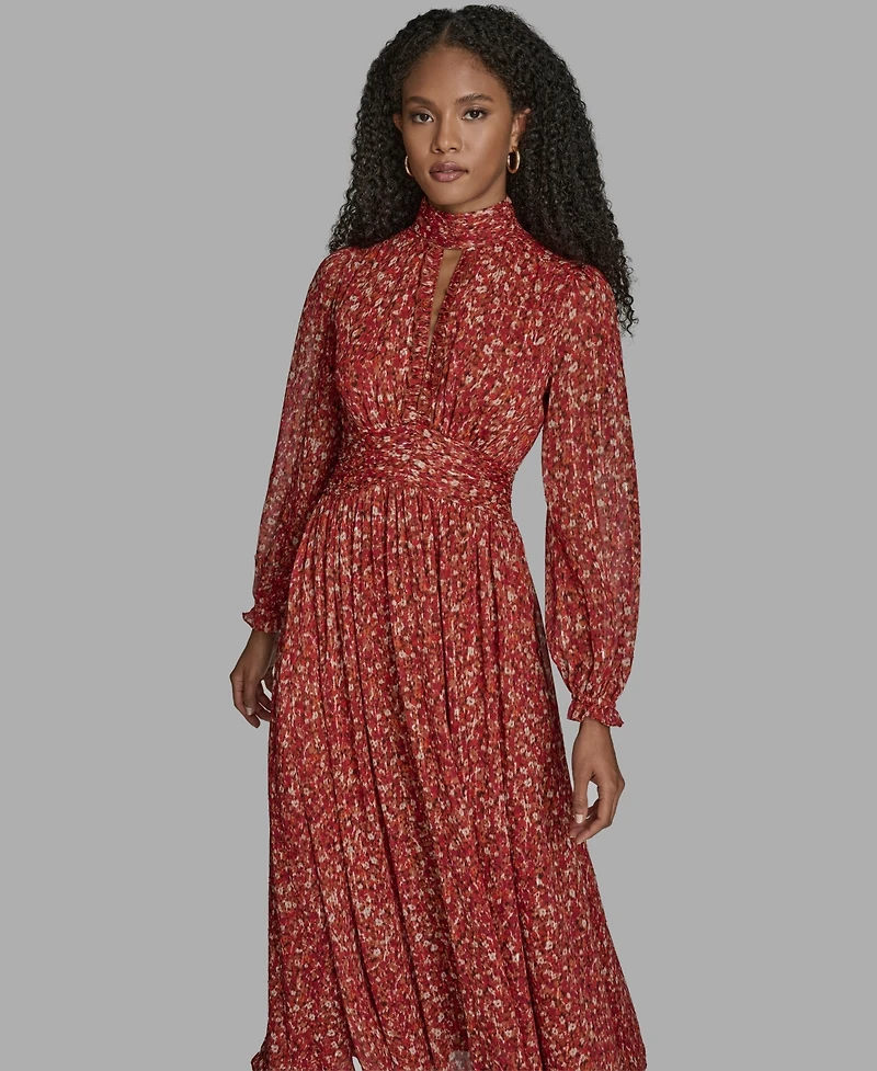 Bcbg Women's High Neck Keyhole Midi Dress