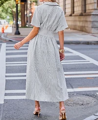 Cupshe Women's Striped Button Down Shirt Beach Dress