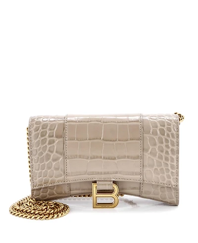 Pre-Owned Balenciaga Hourglass Chain Wallet Embossed Leather