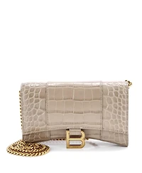 Pre-Owned Balenciaga Hourglass Chain Wallet Embossed Leather