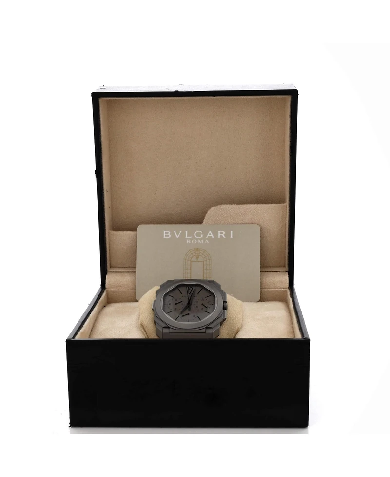 Pre-Owned Bvlgari Octo Finissimo Chronograph Gmt Automatic Watch in Titanium 42mm