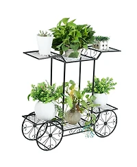 Gymax 6-Tier Garden Cart Stand Flower Rack Display Decor Flower Pot Plant Holder