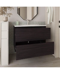 Depot E-Shop Depew Bathroom Vanity, 2 Drawers, White