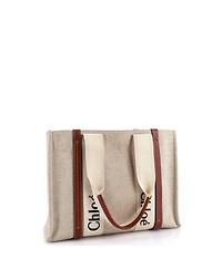 Pre-Owned Chloe Medium Woody Tote Canvas with Leather