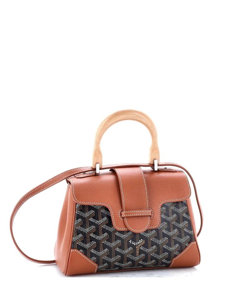 Pre-Owned Goyard Mini Saigon Top Handle Bag Coated Canvas with Leather