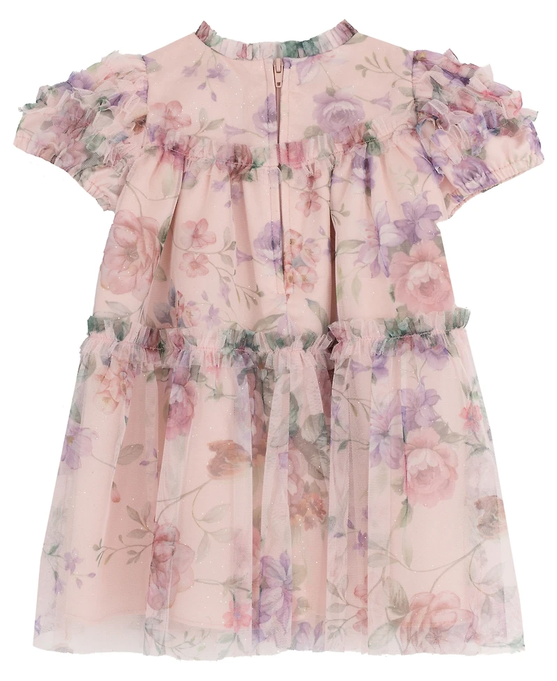 Rare Editions Baby Girls Floral Babydoll Social Short Sleeve Dress