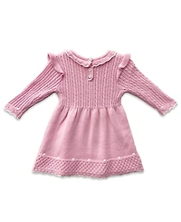 Blueberi Boulevard Baby Girls Ruffle Trim Sweater Dress