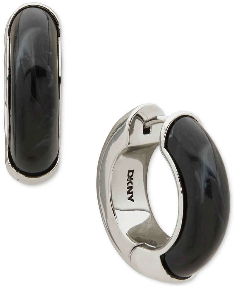 Dkny Half Resin Jet Hoop Earrings