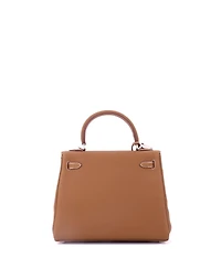 Pre-Owned Hermes Kelly 25 Handbag Brown Togo with Brushed Palladium Hardware