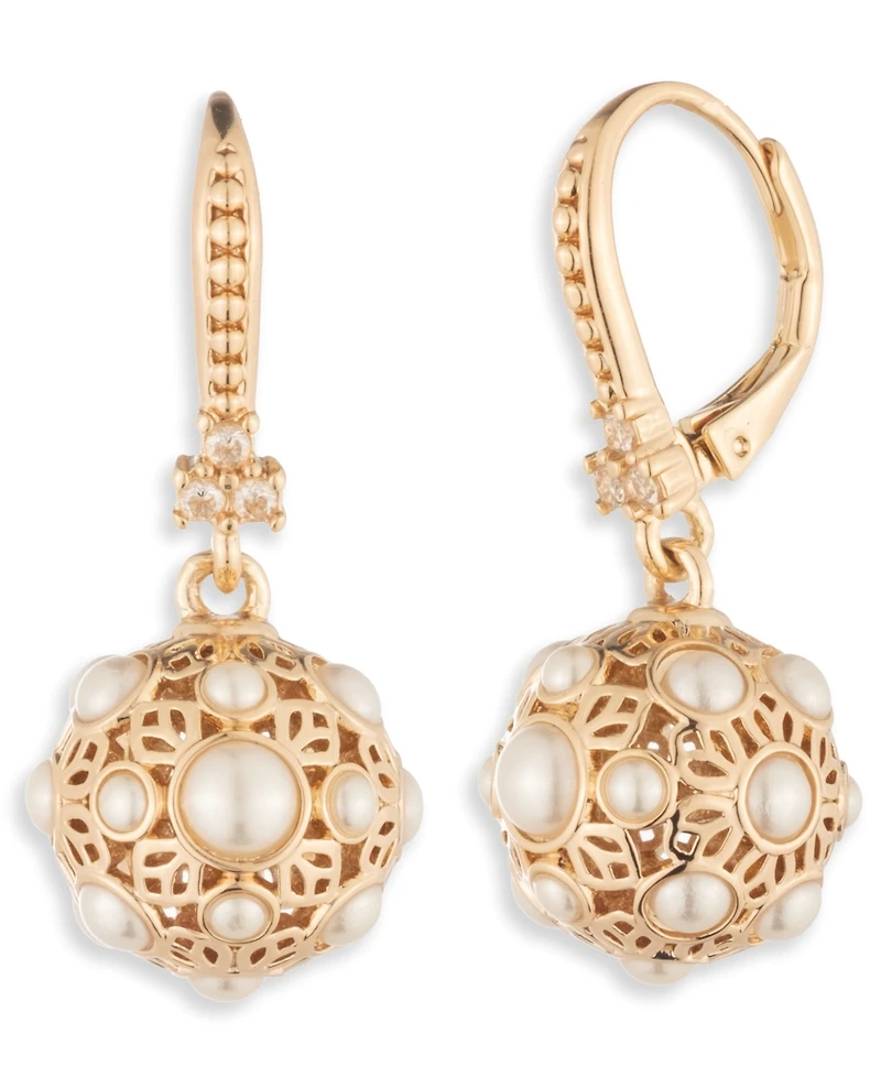 Marchesa Gold Tone Mixed Imitation Pearl Drop Earrings