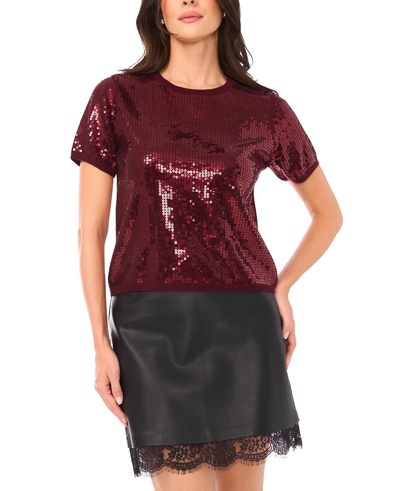 Vince Camuto Women's Crewneck Short Sleeve Top