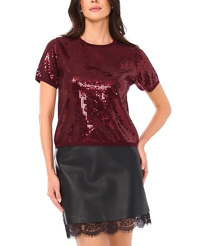 Vince Camuto Women's Crewneck Short Sleeve Top