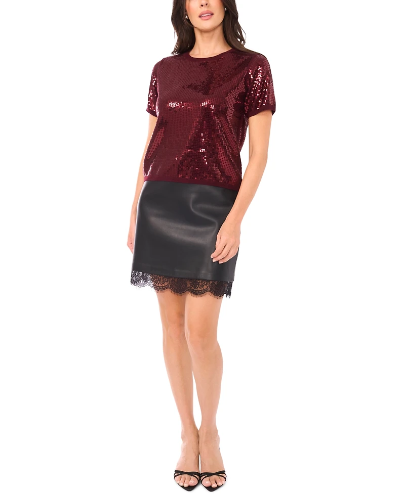 Vince Camuto Women's Crewneck Short Sleeve Top