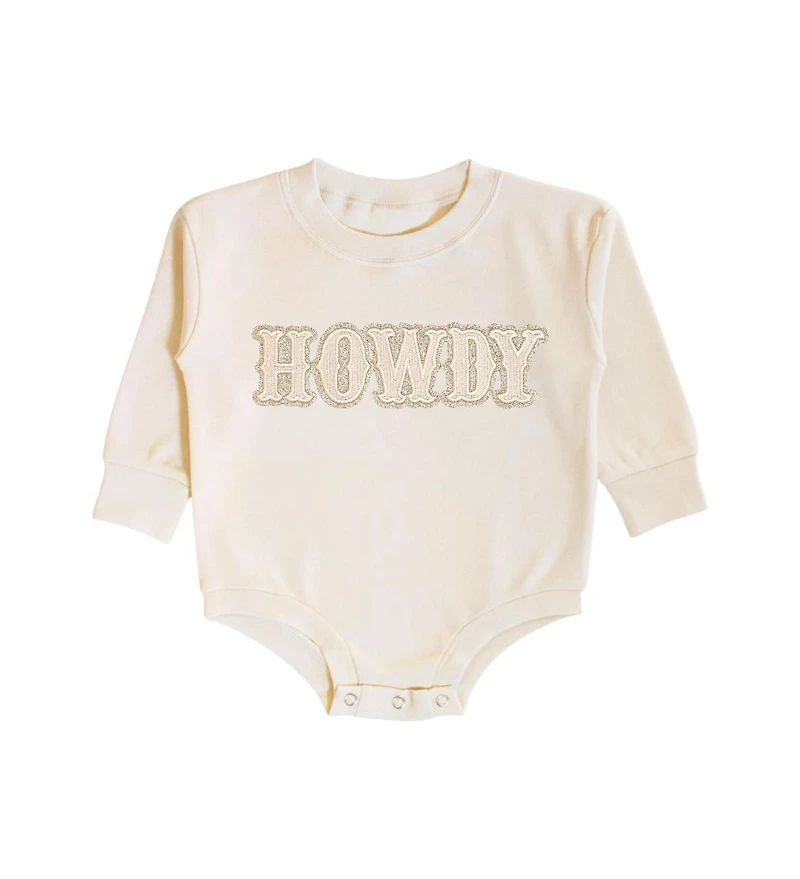 Sweet Wink Baby Girl Howdy Patch Long Sleeve Romper
