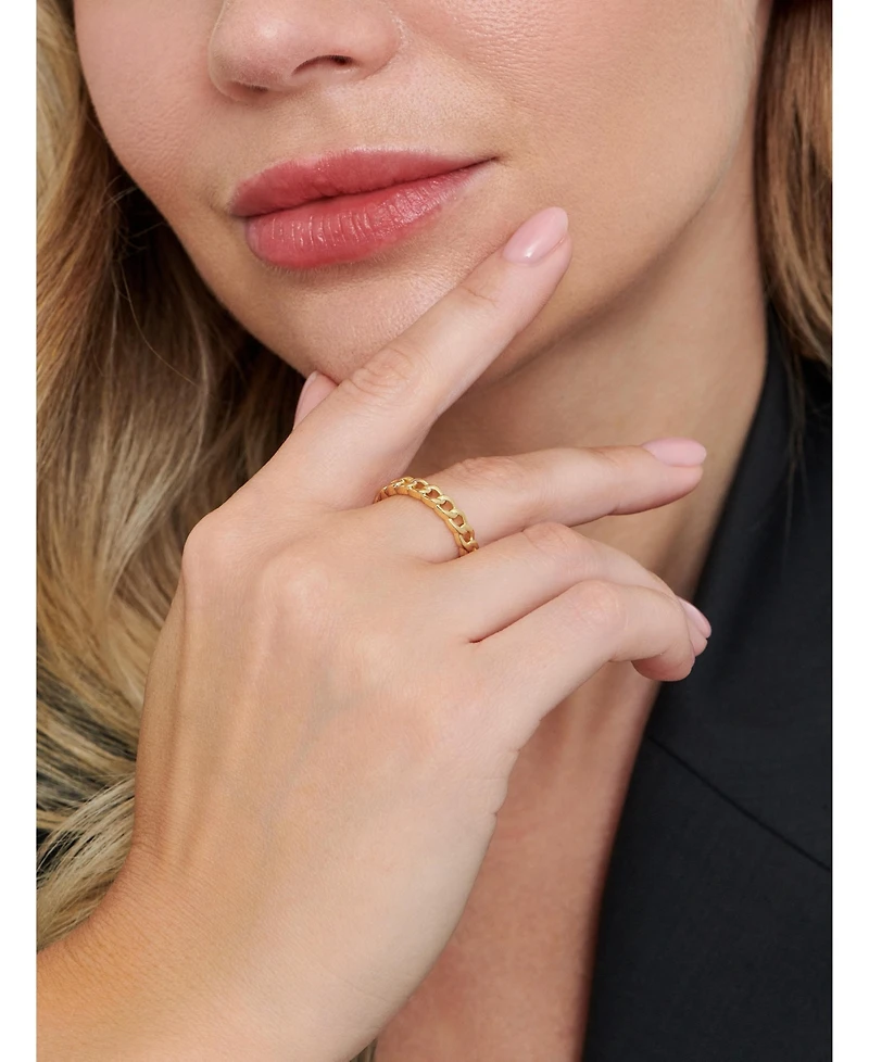 Devata Curb Link Ring Gold Plated Sterling Silver