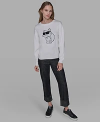 Karl Lagerfeld Paris Women's Cool Choupette Crewneck Sweater