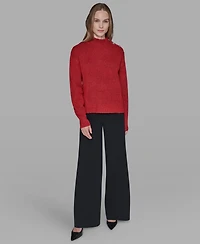 Karl Lagerfeld Paris Women's Button Shoulder Long Sleeve Sweater