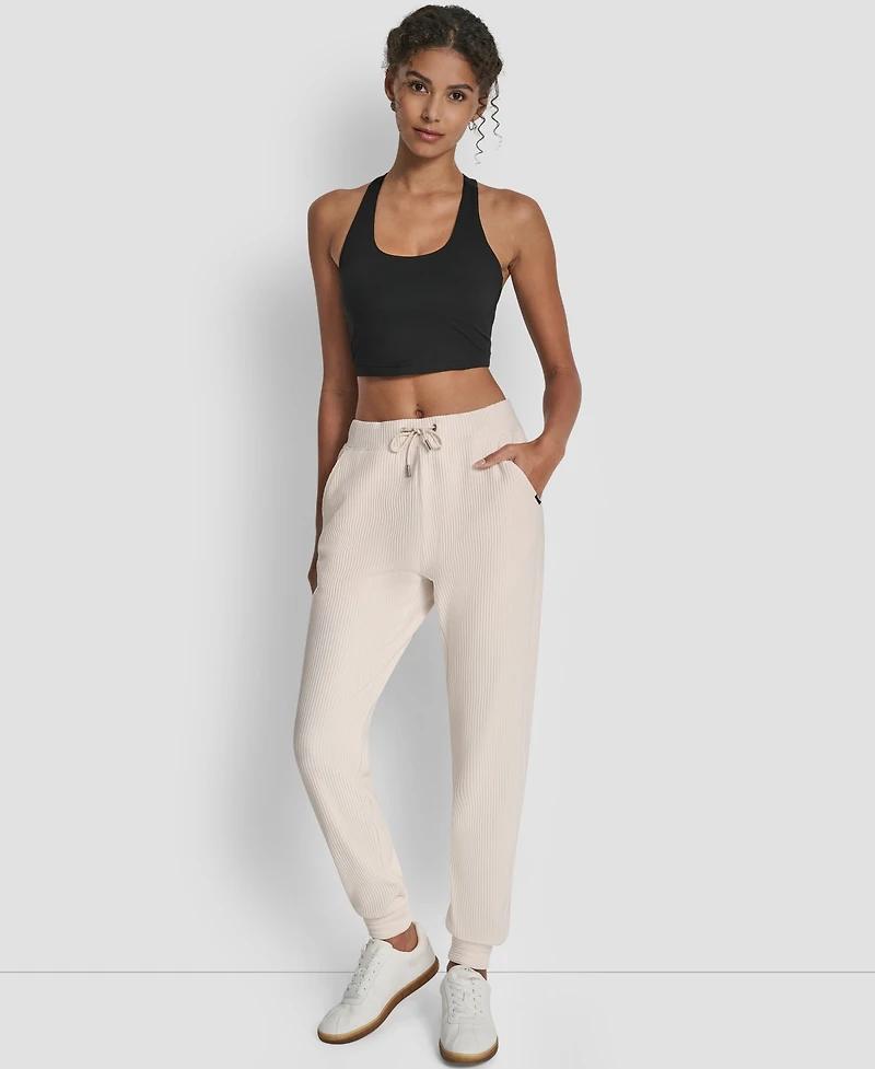 Dkny Women's Tech Ottoman Cuffed High Rise Joggers