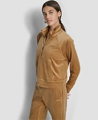 Dkny Women's Platinum Velour Embroidered Logo Sweatshirt