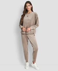 Dkny Women's Stacked Logo Mid-Rise Slim-Fit Joggers