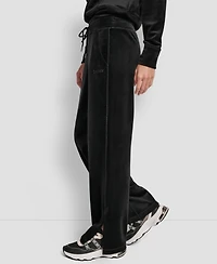 Dkny Women's Hd Embroidery Logo Slit Track Pants