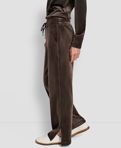 Dkny Women's Hd Embroidery Logo Slit Track Pants