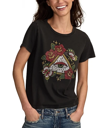 Lucky Brand Women's Tattoo Pyramid Crew Neck T-Shirt