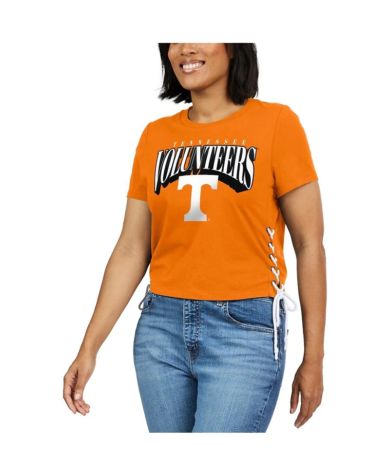 Wear by Erin Andrews Women'sTennessee Orange Tennessee Volunteers Side Lace-Up Modest Crop T-Shirt