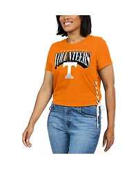 Wear by Erin Andrews Women'sTennessee Orange Tennessee Volunteers Side Lace-Up Modest Crop T-Shirt