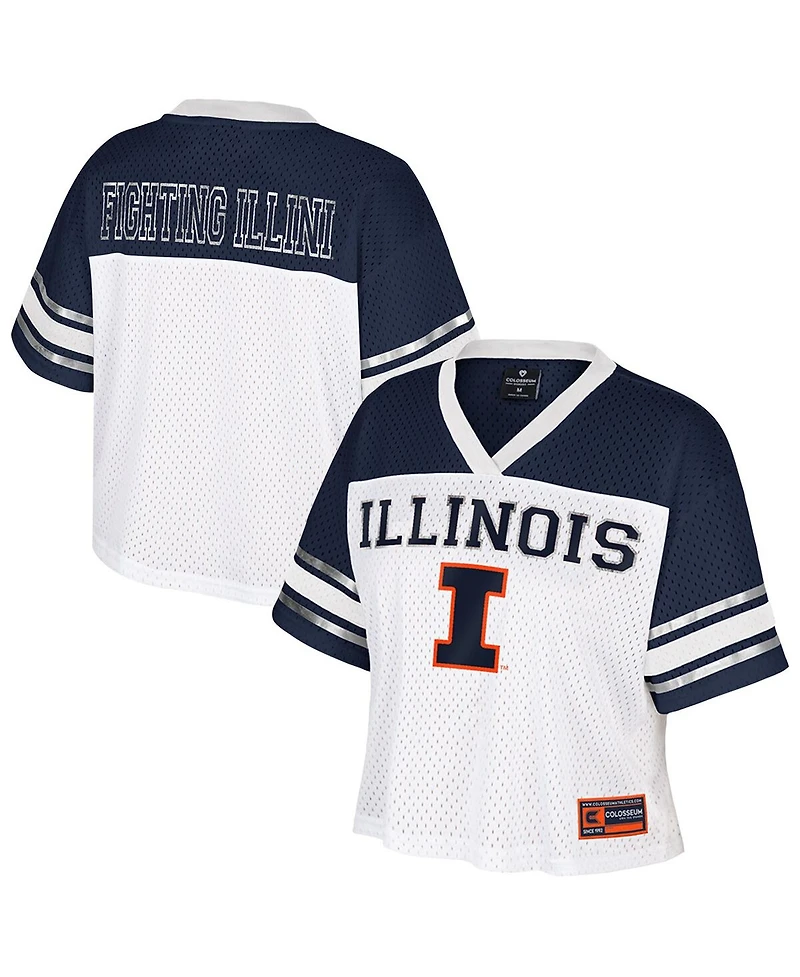 Colosseum Women's White Illinois Fighting Illini Treasure Cropped Football Jersey