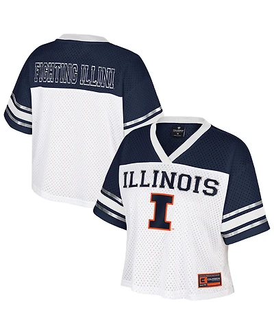 Colosseum Women's White Illinois Fighting Illini Treasure Cropped Football Jersey
