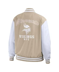 Wear by Erin Andrews Women's Tan Minnesota Vikings Tonal Full-Zip Bomber Jacket