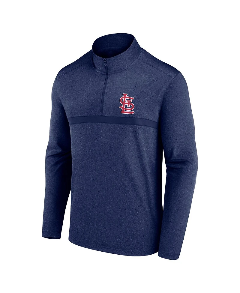 Fanatics Men's Heather Navy St. Louis Cardinals Head-to-Head Quarter-Zip Pullover Hoodie
