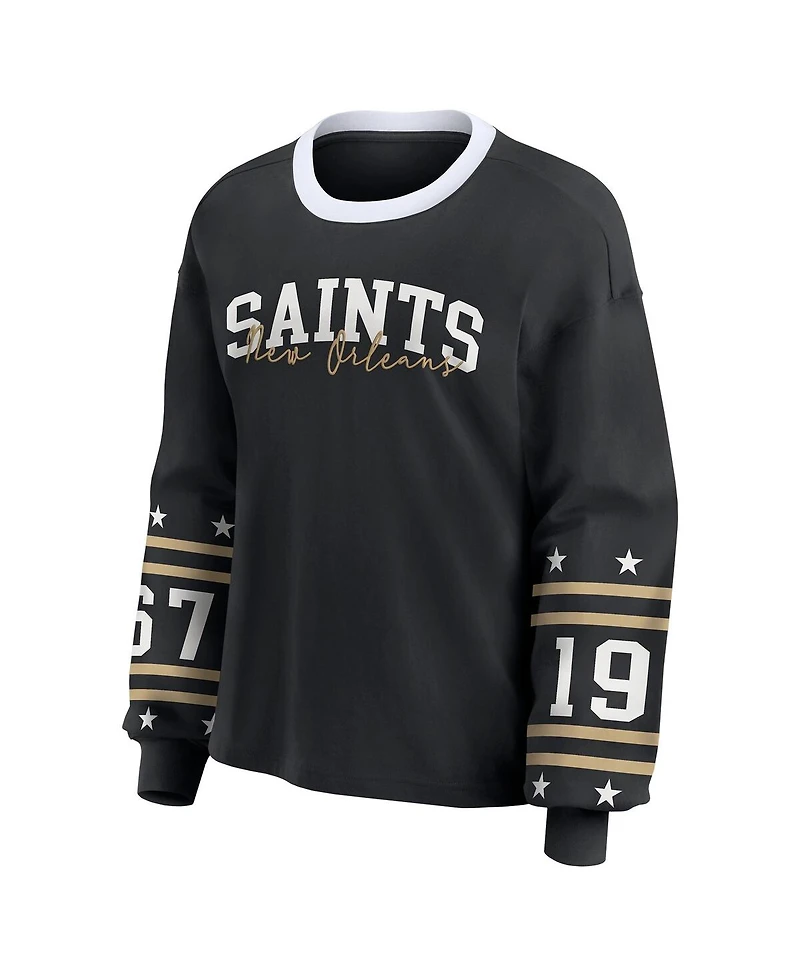 Wear by Erin Andrews Women's Black New Orleans Saints Sport Long-Sleeve T-Shirt