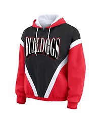 Wear by Erin Andrews Women'sRed/Black Georgia Bulldogs Color Block Full-Zip Hoodie Windbreaker Jacket