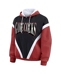 Wear by Erin Andrews Women'sGarnet/Black South Carolina Gamecocks Color Block Full-Zip Hoodie Windbreaker Jacket