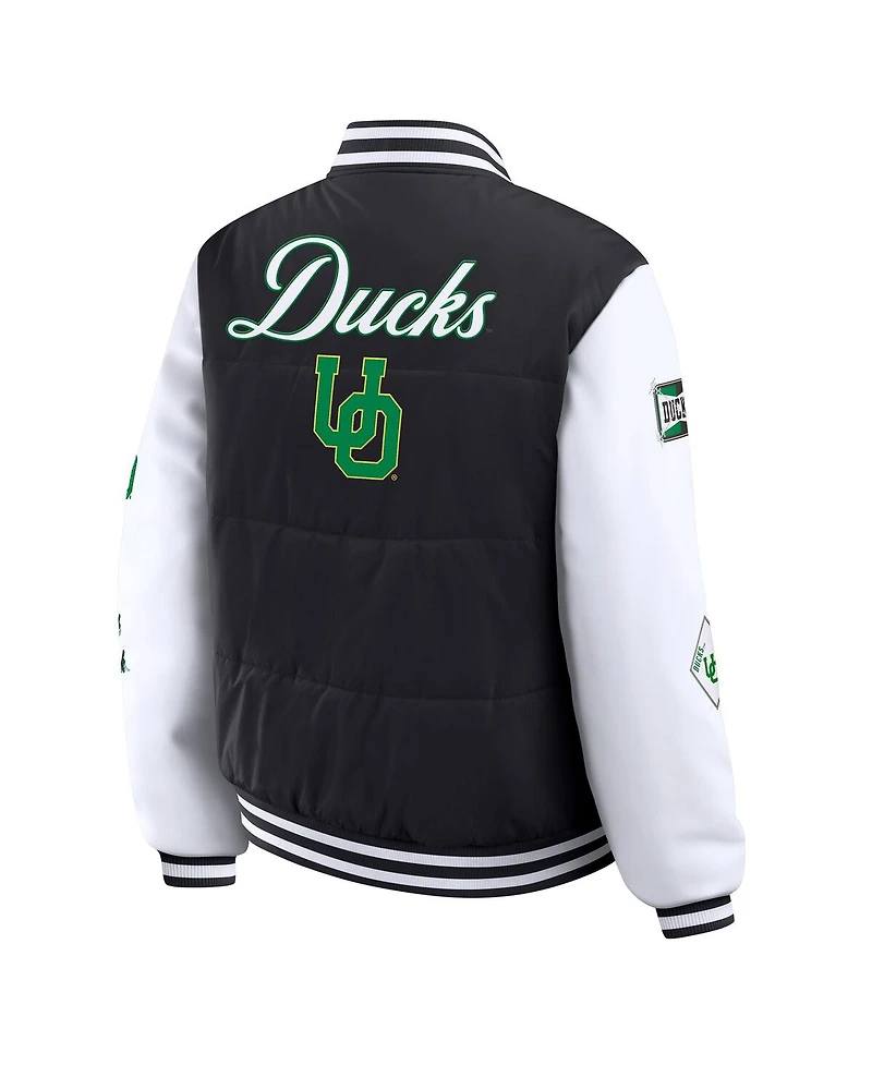 Wear by Erin Andrews Women'sBlack Oregon Ducks Varsity Puffer Jacket