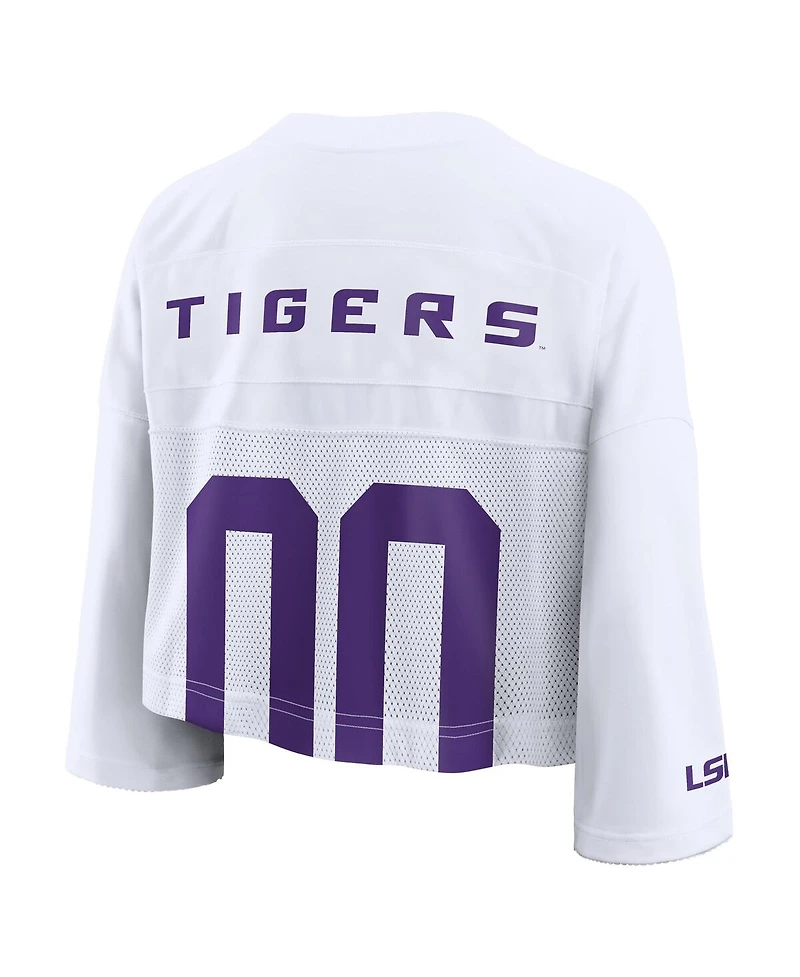 Nike Women'sWhite Lsu Tigers Cropped Mesh Dri-fit Fashion Jersey