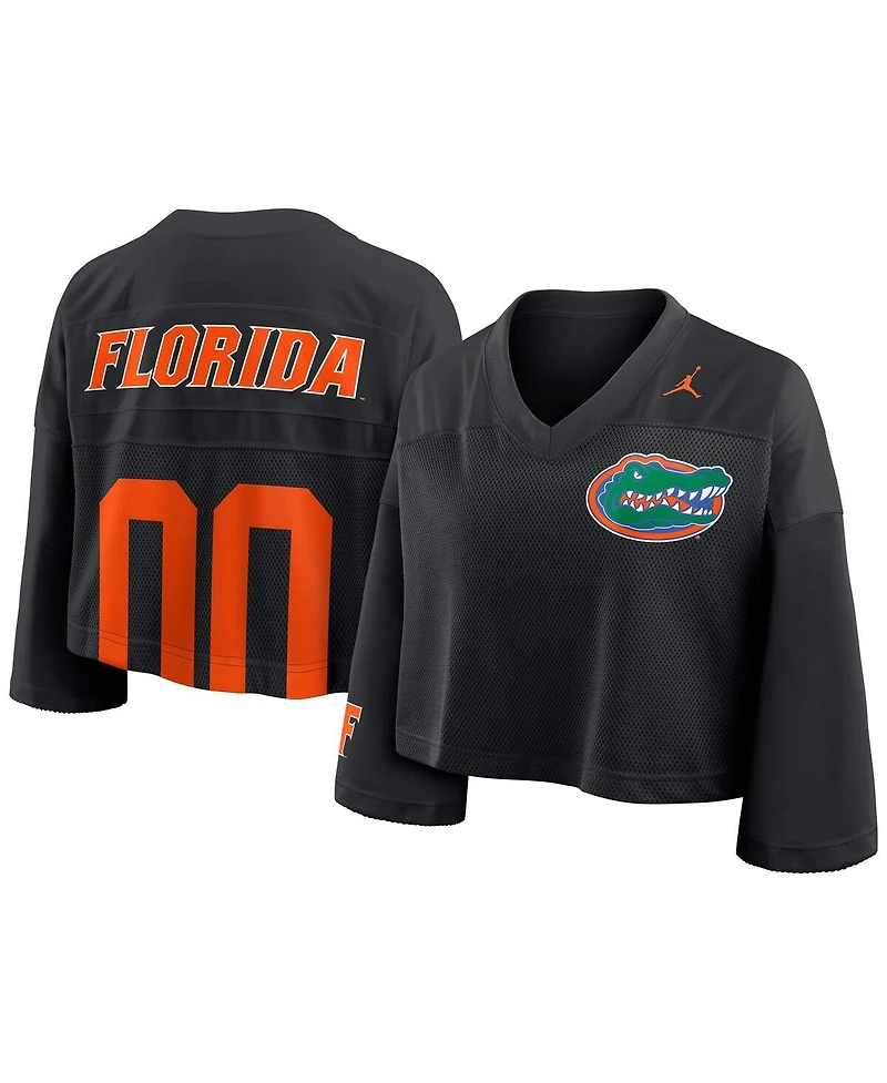 Jordan Women'sBlack Florida Gators Cropped Mesh Dri-fit Fashion Jersey
