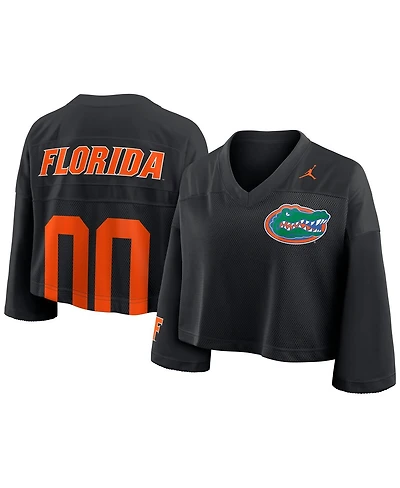 Jordan Women'sBlack Florida Gators Cropped Mesh Dri-fit Fashion Jersey