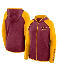 Fanatics Women's Burgundy/Gold Washington Commanders Redzone End Around Pass Raglan Full-Zip Hoodie
