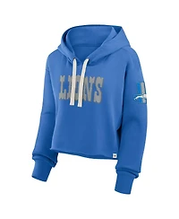 Fanatics Women's Blue Detroit Lions Oversized Hometown Heritage Cropped Hoodie