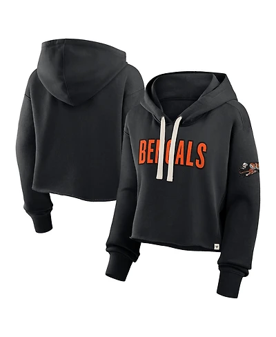 Fanatics Women's Black Cincinnati Bengals Oversized Hometown Heritage Cropped Hoodie