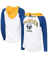 G-iii 4Her by Carl Banks Women's White Buffalo Sabres Vip Raglan Long Sleeve Hoodie T-Shirt