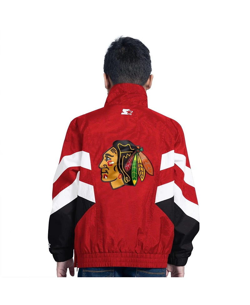 Starter Big Boys and Girls Red Chicago Blackhawks Prospect Half-Zip Pullover Top